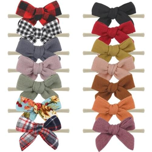 28Pcs/Lot Plain Fabric Bow Headband with Elastic Nylon Hair Bands Tied Scrunchies Rope Ring Korean Cute Fashion Accessories