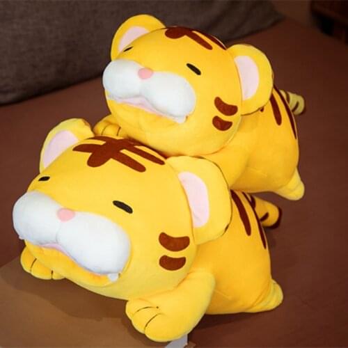 42/55CM Cute Prone Posture Squint Tiger Plush Toy Sofa Cushion Soft Sleeping Pillow Kids Accompany Doll Birthday Gifts