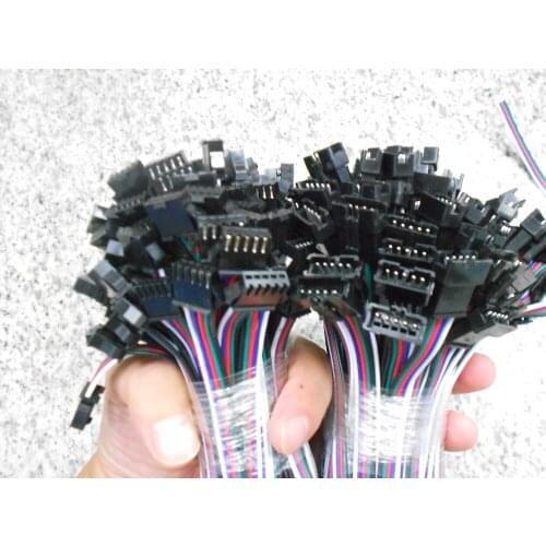 5pcs 2pin 3pin 4pin 5pin jst Connector 2 x 10cm 4 pin Male to Female SM Wire Cable Pigtail for Led Strip Light Lamp Driver CCTV