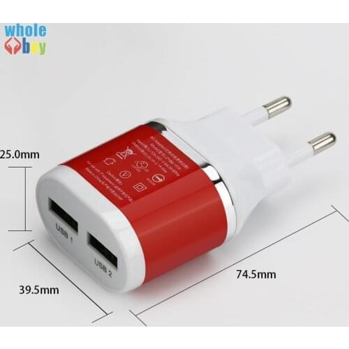 5V 1A 2A 2Port Colorful Dual Double USB Power AC Wall Charger Travel Adapter For iphone Samsung EU/US Plug 300pcs/lot