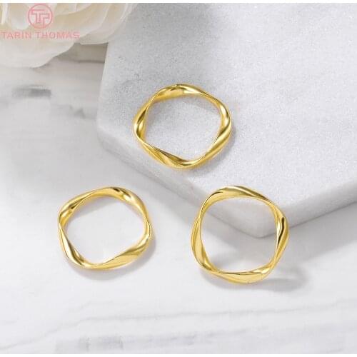 6PCS 25x25MM 24K Gold Color Brass Twisted Square Charm Pendants High Quality DIY Jewelry Making Findings Accessories