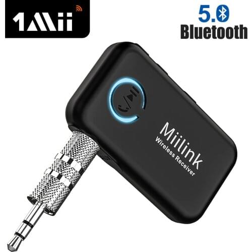 1Mii ML100 Bluetooth 5.0 Receiver Car With Mic 14H Long Battery 3.5mm AUX Jack Aux Bluetooth Adapter for Car Headphone Speaker