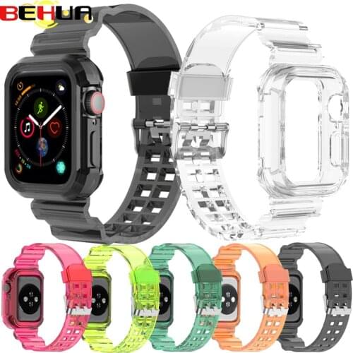 BEHUA Correa Strap For Apple Watch 6 5 4 3 2 1 42MM 38MM 40mm 44mm Silicone Watchbands Watchstrap Sports Bracelet Wristband
