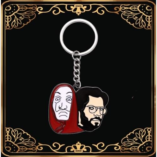 Spanish TV Show Banknote House Series Human Portrait Keychain La Casa De Papel Mask Keyring Festival Gifts For Lovers