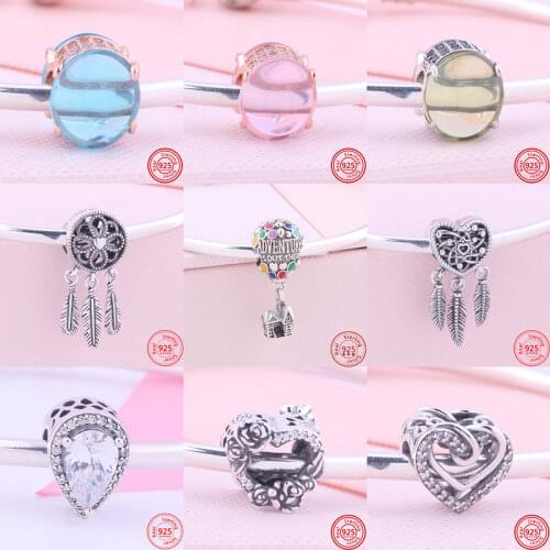 925 Sterling Silver Boys Girls Angel Wings Dreamcatcher Sparkling Beads Fit Original Pandora Charms Bracelets Women DIY Jewelry