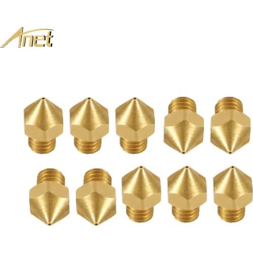 Anet 10PCS/Lot 3d printer Parts Extruder Nozzle 0.2/0.3/0.4/0.5/0.6mm Print Head for Makerbot MK8 Ultimaker 3D Printer 1.75MM