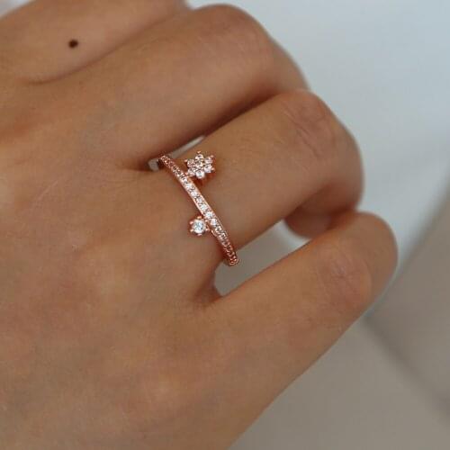 Elegant Micro Pave cz Crystal Star Snowflake Midi Rings tiny delicate rose Gold Color elegance drip cz simple fashion Women ring