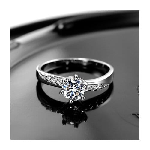 New hot sell fashion hiny zircon 925 sterling silver ladies`engagement rings jewelry wholesale birthday gift drop shipping