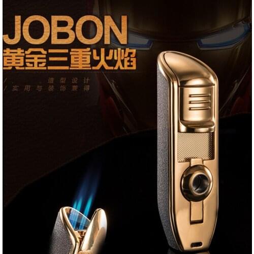 JOBON Three hole direct punching lighter multi function metal lighter with cigar knife welding torch windproof