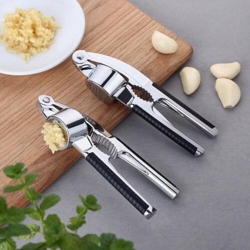 Multifunctional manual metal garlic press zinc alloy garlic grater mill kitchen garlic tools nut cracker hand walnut cracker