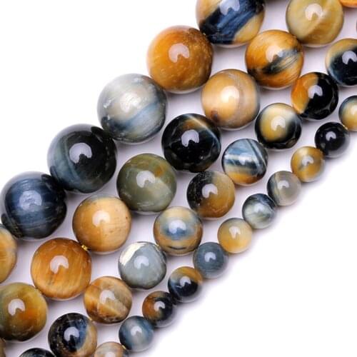 Wholesale 6/8/10/12 mm Smooth Natural Tiger eye Stone Round Loose Beads For Jewelry Making DIY Necklace Bracelet Accessories