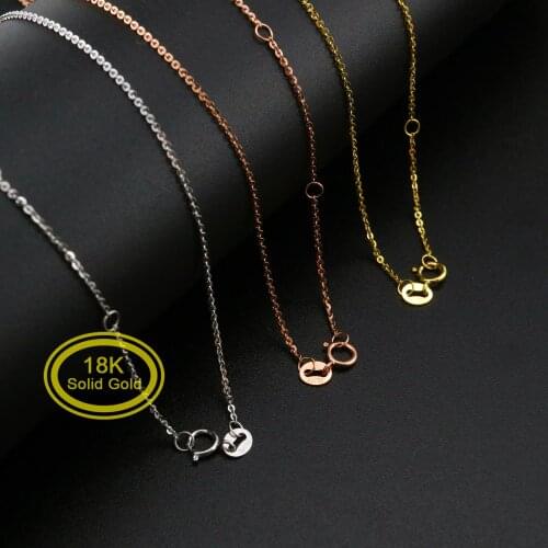 Genuine 18K Solid Gold Necklace Adjustable Length Real 18K White Gold,Yellow Gold, Rose Gold Chain Au750 16-18'' 1320015