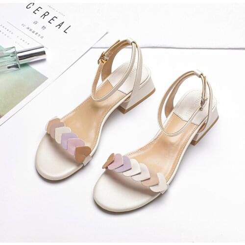 Sandals Womens Summer 2021 New Fairy Style One Line Belt Middle Heel Thick Heel Fashion Roman Shoes Bandage Small Womens Shoes
