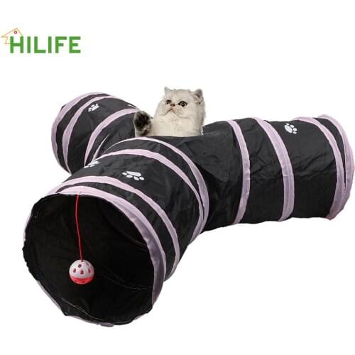Pet Supplies 3 Holes Kitten Toys Funny Pet Cat Tunnel Play Tubes Balls Foldable Storage 2 Colors Tunnel Tubes