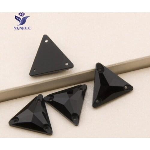 YANRUO 3270 Triangle Black Rhinestones Diamond Rhinestones Loose Crystals Craft Supplies Sew On Rhinestones For Wedding Dresses