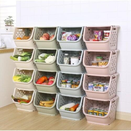 Japanese Kitchen Fruit And Vegetable Storage Basket Can Be Stacked Multi-Function Storage Basket Plastic Pp Bathroom Corner Stor