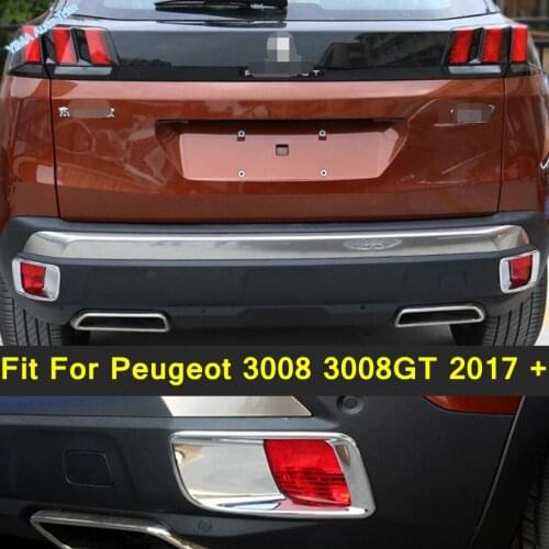 Lapetus Auto Tailgate Rear Fog Lamps Cover Garnish Streamers Outer Foglight Trim 2 Pcs For Peugeot 3008 3008GT 2017 - 2021 / ABS