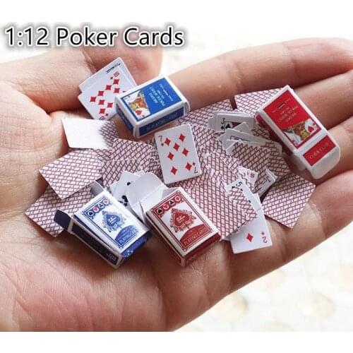 1 Set 1:12 Dollhouse Mini Cute Miniatures Poker Home Decoration bjd Poker Cards Playing Game for BJD Kurhn Doll Accessories