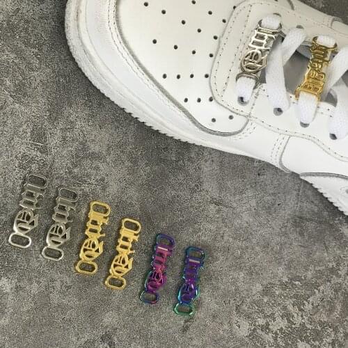 1Pair DIY Letter Shoelaces Buckle Decorations Sneaker Kits Metal Lace Buckle Stylish Sports Metal Kits Shoelaces Accessories