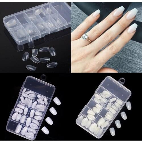 100pcs/box Short Nails Coffin Fake Nails Ballet Full Cover Ballerina False Nails Acrylic Nails Set Press On Nails Art Tools