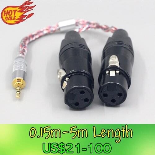 16 Core Silver OCC OFC Mixed Braided Cable For 3.5m 2.5mm 4.4mm 6.5mm To Dual XLR 3 pole Female Cable LN007722