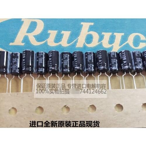 2020 hot sale 30PCS/50PCS Imports Rubycon 35V100UF 6X12 YK series of 85 degrees electrolytic capacitor spot free shipping