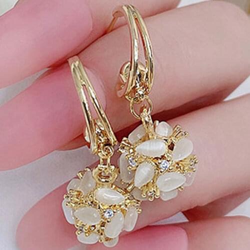 2021 Fashion Hydrangea Styles Earring 14k Real Gold Plating Earring Temperament Elegant Zircon Earrings Round Trendy Luxury Gift