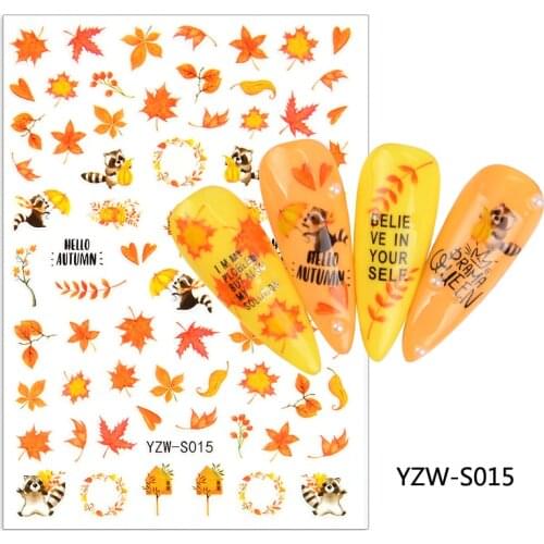 3D Maple Leaf Stickers Nail Decals Maple Design Laser Shinning Manicure Decoration Nail Art Slider Adhesive Tip