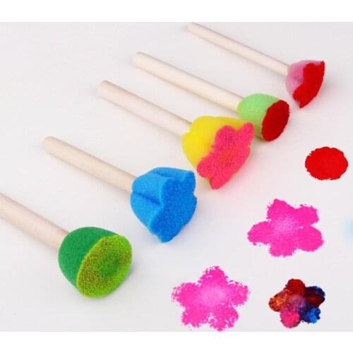 5pcs/set DIY Wooden Sponge Graffiti Painting Brushes for Kids Drawing Toys Kindergarten Early Educational Toys