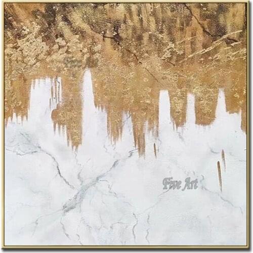 Abstract New Design Golden Foil Art Unframed Hand-painted Abstract Gold Oil Textured Painting Canvas Wall Art Unframed Pieces