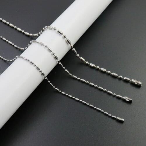 2/2.4/3.2mm 40-90cm Stainless Steel Bead Dogtags Chain Necklace, Floating Locket Chain, Keychains, Jewelry Parts