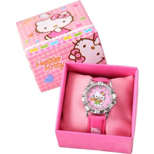 Hello Kitty Watch Girl Anime Cartoon Doll Pattern Toy Accessories Leather Kid Birthday Christmas Halloween Gift