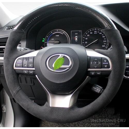 Car steering wheel cover For Lexus ES300 NX RX450 IS200 GS Real alcantara & carbon fiber Hand Grip Auto parts car accessories