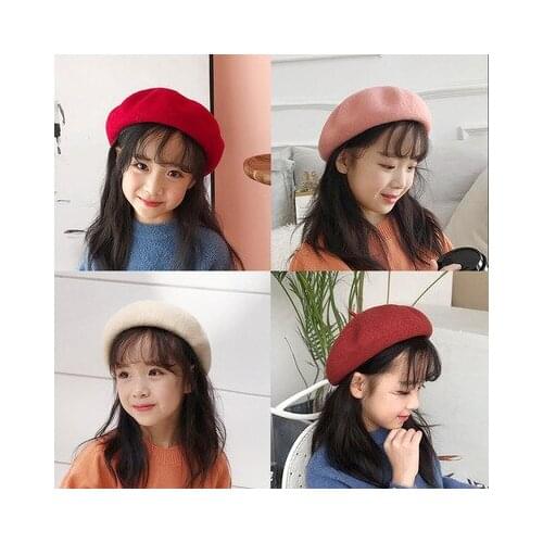 Children Wool Berets Kids Spring Autumn Winter Hats Boys Girls New Fashion Cap Childrens Painter Cap French Cap Travel Outdoor