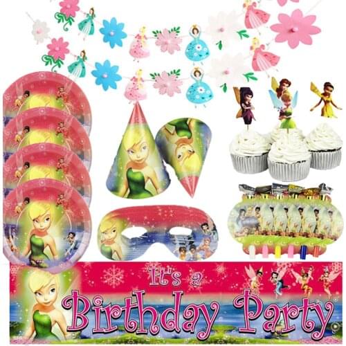 Elf Princess Tinker Bell Theme Birthday Party Decoraions Fairy Paper Plates Cup Girl Baby Shower Event Party Supplie