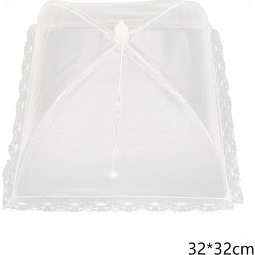 Kitchen Dish Cover Solid White Lace Folding Dish Cover Large Anti-Fly Pop-Up Umbrella Tent Nylon Food Cover Net Food Tent
