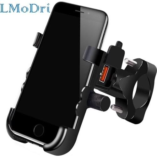 LMoDri Universal Phone Holder QC 3.0 Motorcycle USB Charger Waterproof 12V MotorBike Mobile Phone Mount Power Adapter Mirror