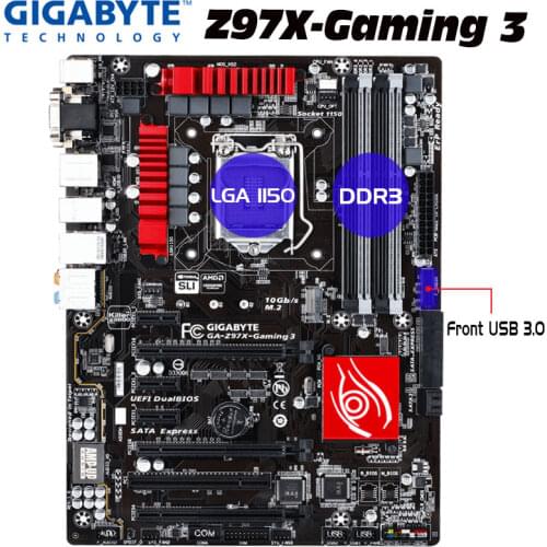 Motherboard LGA 1150 Gigabyte Z97X-Gaming 3 Used DDR3 PCI-E 3.0 PCI-E X16 SATAIII i7 i5 i3 Intel Z97 Mainboard Desktop USB3.0