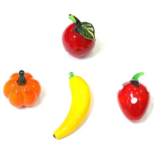 Handmade Murano Glass Strawberry Pumpkin Apple Banana Miniature Figurine Home Desk Decor Lovely Simulation Fruit Craft Ornaments