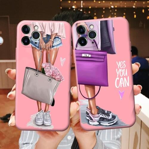 BigChen Fashion Woman Phone Case For iPhone 12 11 Pro X XR XS Max 6 6s 7 8 Plus SE 2020 Soft TPU Pink Silicone Fundas Cover