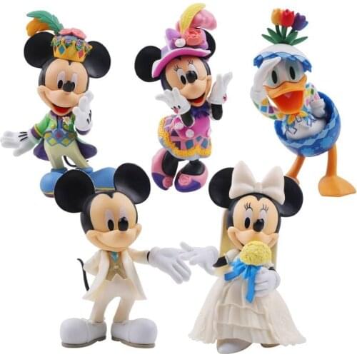 Cartoon Anime Minnie Mickey Mouse Donald Duck Marriage Gauze Series Wedding Party Action Figure Toys Collection Decoration Gift