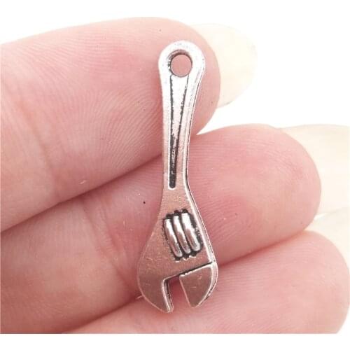 BULK 30 Zinc Alloy Tiny Vintage Wrench Charms Hardware Tool Metal Pendant Bracelet Jewelry Making 25*8mm 0.9g