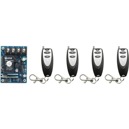 New DC12V 24V 36V 48V 1CH Remote Control Garage Door RF Wireless Remote Control Switch System 4X Transmitter + 1 X Receiver