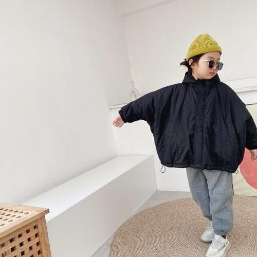 2021 new style girls boys printed thicken hooded coat winter cotton fashion full sleeve kids jacket 2-8 years