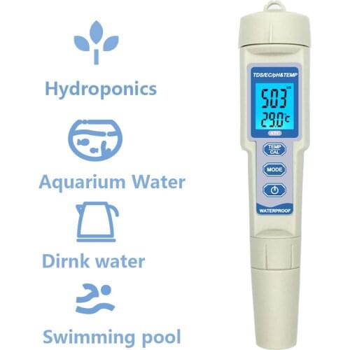 New 4 in 1 PH/TDS/EC/Temperature Waterproof Meter pH-686 Water Quality Tester for Drinking Water, Aquariums PH Meter