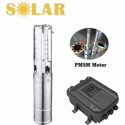 Solar pump submersible pump DC12&24&48&72&110V permanent magnet synchronous motor solar powered water pump for irrigation