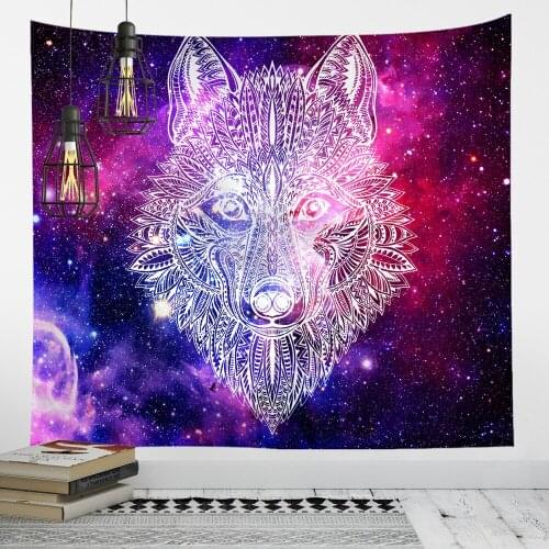 Psychedelic Tapestry Wall Hanging Home Room Decoration Animals Wolf Pattern Cloth Carpet Tapestries Wall Rugs Dorm Decor Blanket