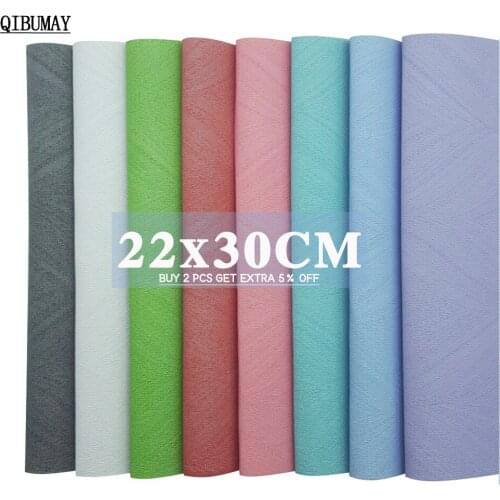 QIBUMAY 22*30cm Stripe PU Leather Red Blue Faux Leather Sheets DIY Bow Bags Materials Accessories A4 size Synthetic Leather