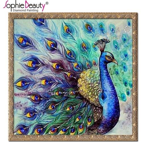 Diy Diamond Embroidery Paintings Rhinestone Pasted Diy Diamond Painting Cross Stitch Animal Peacock Diamond Mosaic Room Decor