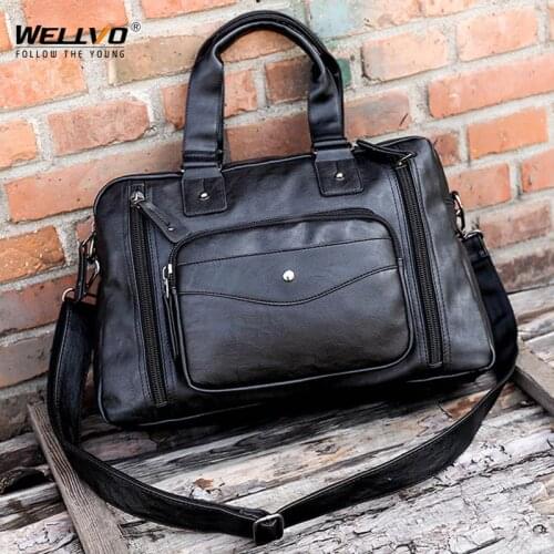Man PU Leather Travel Bag Large Capacity Men Office Hand Luggage Fitness Travel Duffle Bags Weekend Bags Malas De Viagem XA611ZC